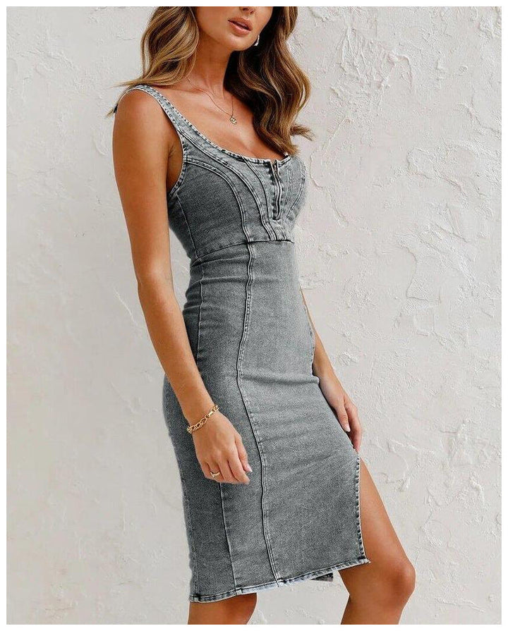 NEELI - Denim Split Dress