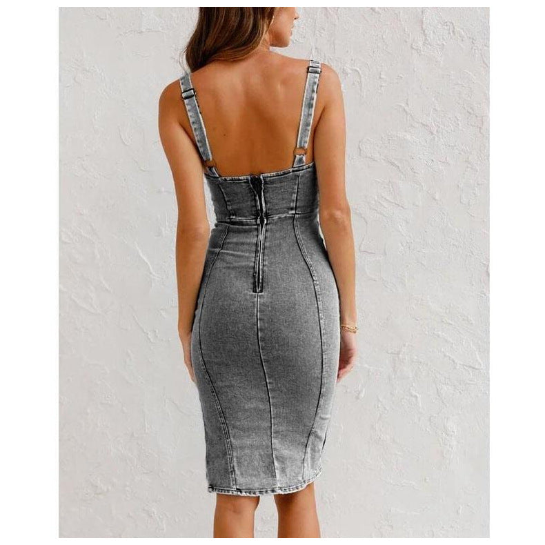 NEELI - Denim Split Dress