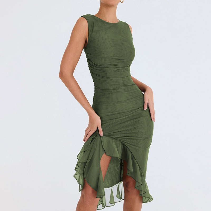 MARIAH - Midi Dress With Ruffles