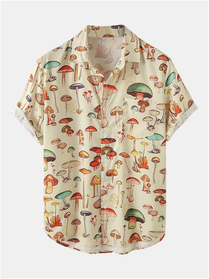 Mushroom Print Short Sleeve Shirt